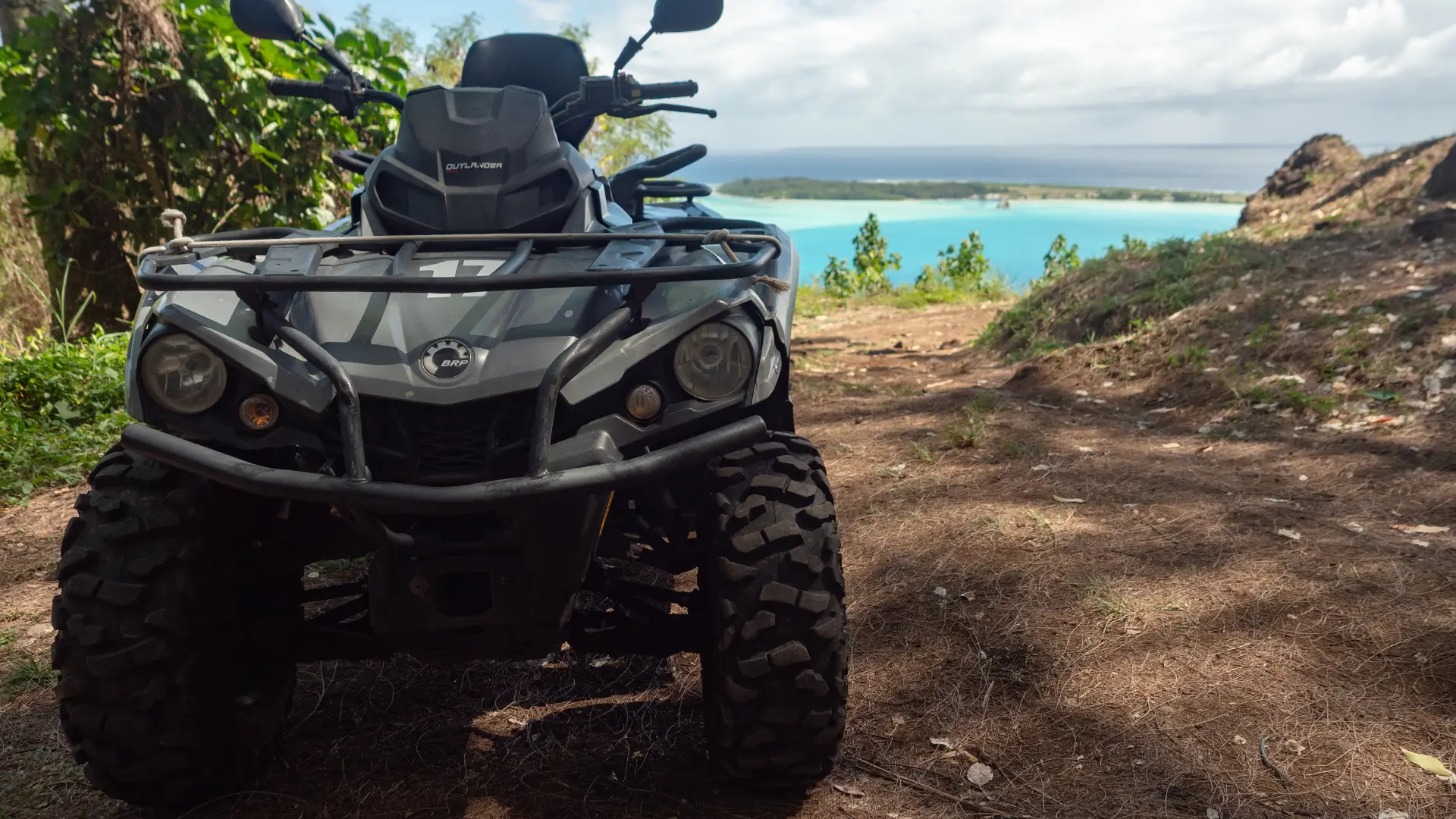 Can Am ATV Quad Bike 48hp on Bora Bora mountain trail