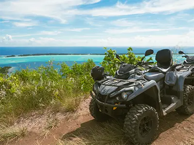 Can Am ATV Quad front view mountain trail Bora Bora